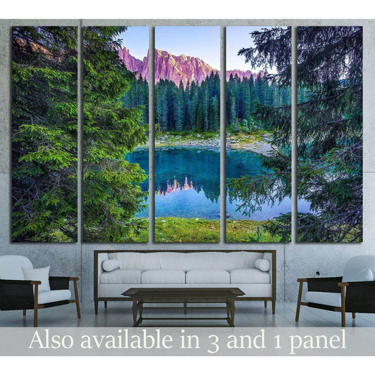 Mountain lake forest reflection landscape №2911 Ready to Hang Canvas Print - Zellart Canvas Prints ALL_Products, s-2911
