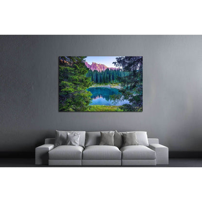Mountain lake forest reflection landscape №2911 Ready to Hang Canvas Print - Zellart Canvas Prints ALL_Products, s-2911