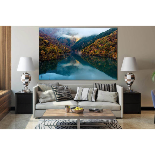 Mountain Lake In Autumn №SL1594 Ready to Hang Canvas Print - Zellart Canvas Prints 0new, ALL_Products, Mountains Wall Art, Nature Wall Art