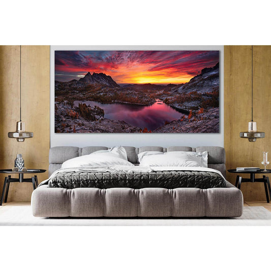 Mountain Lake Sunset №SL273 Ready to Hang Canvas Print - Zellart Canvas Prints 0new, ALL_Products, SUNRISE & SUNSET WALL ART