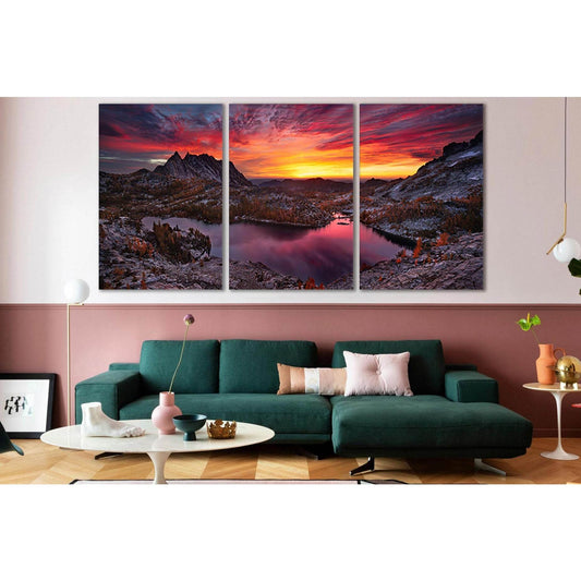 Mountain Lake Sunset №SL273 Ready to Hang Canvas Print - Zellart Canvas Prints 0new, ALL_Products, SUNRISE & SUNSET WALL ART