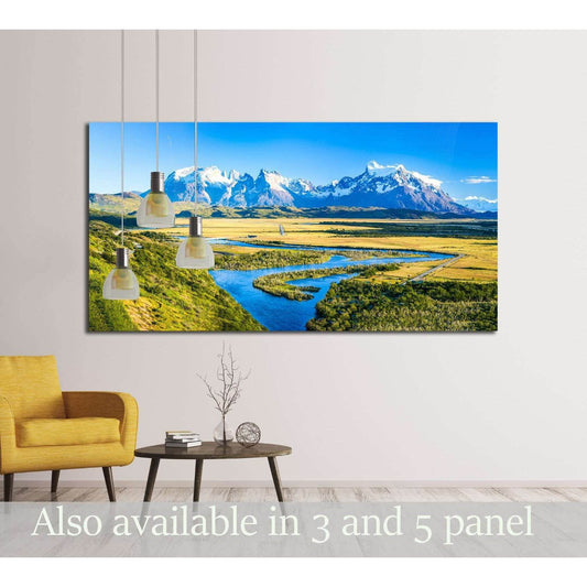 Mountain river valley panorama landscape №2912 Ready to Hang Canvas Print - Zellart Canvas Prints ALL_Products, s-2912