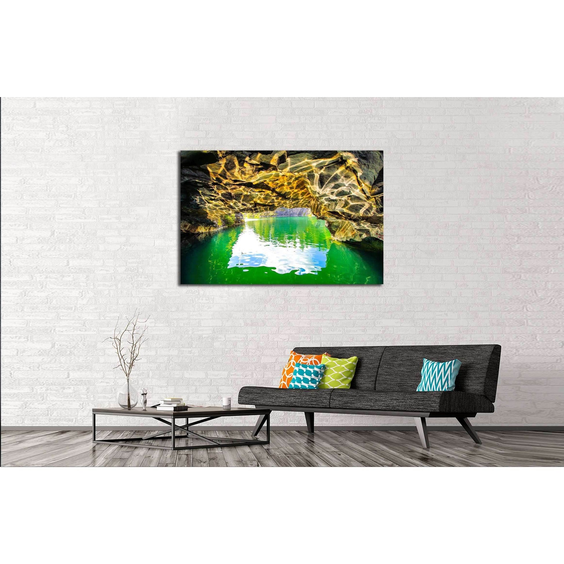 Mountain water cave entrance №2906 Ready to Hang Canvas Print - Zellart Canvas Prints ALL_Products, s-2906