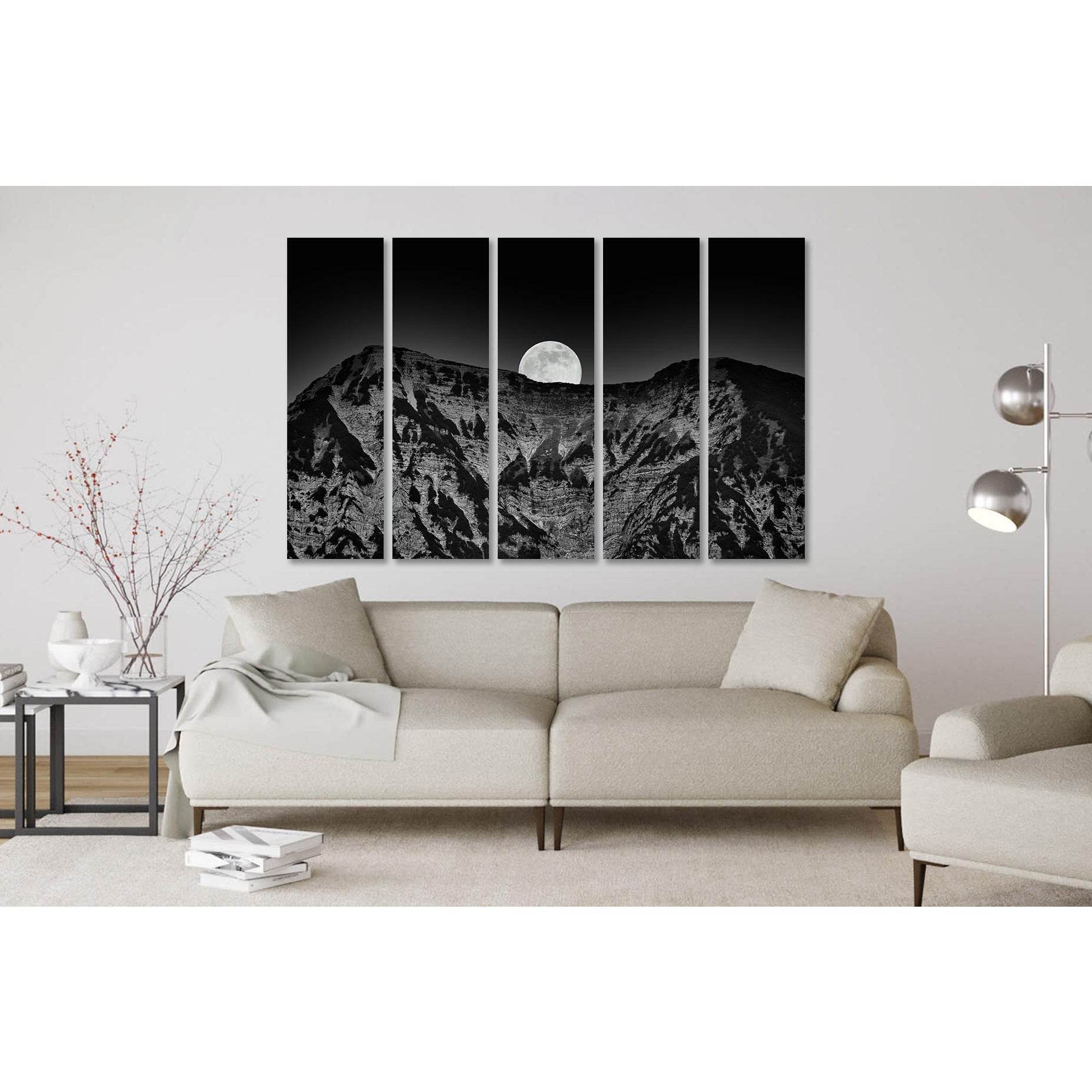 Mountains at night №D2830 Ready to Hang Canvas Print - Zellart Canvas Prints 0new, ALL_Products, Black & White Wall Art