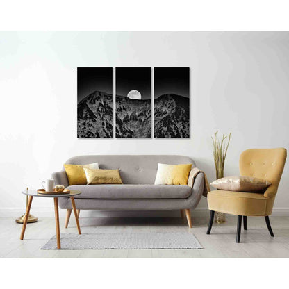 Mountains at night №D2830 Ready to Hang Canvas Print - Zellart Canvas Prints 0new, ALL_Products, Black & White Wall Art