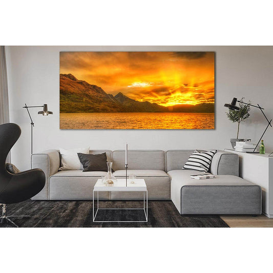 Mountains Sea At Sunset №SL247 Ready to Hang Canvas Print - Zellart Canvas Prints 0new, ALL_Products, SUNRISE & SUNSET WALL ART