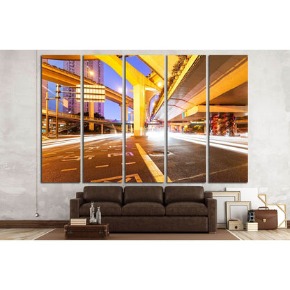 moving car with blur light through city at night №2169 Ready to Hang Canvas Print - Zellart Canvas Prints ALL_Products, s-2169