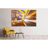 moving car with blur light through city at night №2169 Ready to Hang Canvas Print