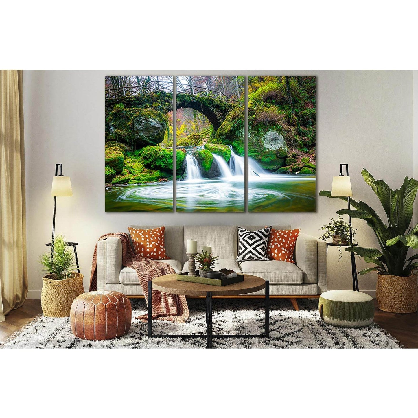 Mullerthal Region Luxembourg Waterfall №SL463 Ready to Hang Canvas Print - Zellart Canvas Prints 0new, ALL_Products, Waterfall, Waterfall Wall Art