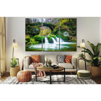 Mullerthal Region Luxembourg Waterfall №SL463 Ready to Hang Canvas Print - Zellart Canvas Prints 0new, ALL_Products, Waterfall, Waterfall Wall Art