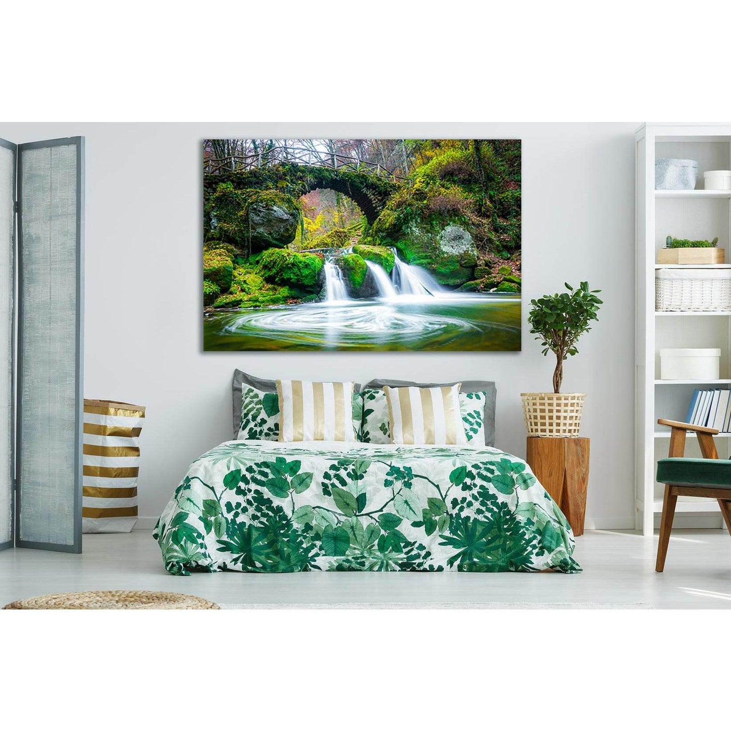 Mullerthal Region Luxembourg Waterfall №SL463 Ready to Hang Canvas Print - Zellart Canvas Prints 0new, ALL_Products, Waterfall, Waterfall Wall Art