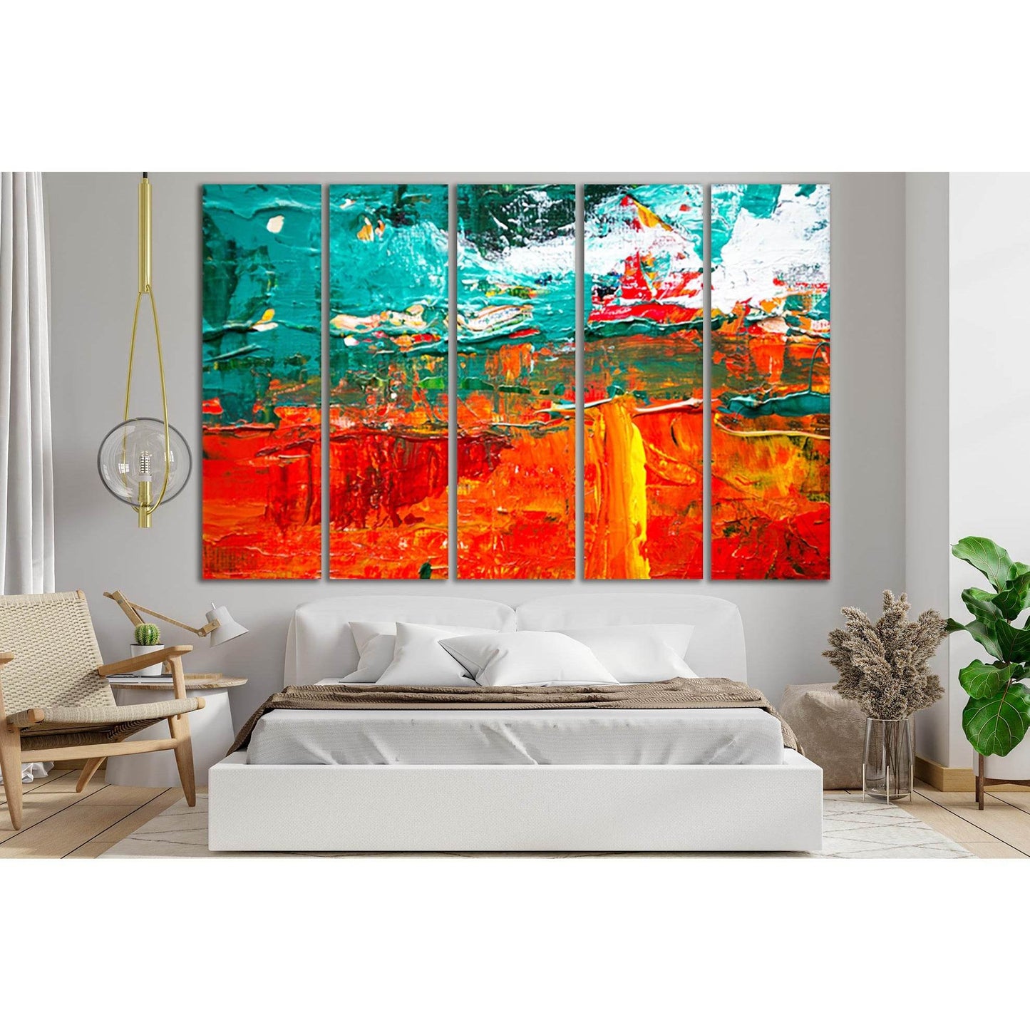 Multicolored Abstract Painting №SL556 Ready to Hang Canvas Print - Zellart Canvas Prints 0new, ALL_Products, Oil Painting Wall Art