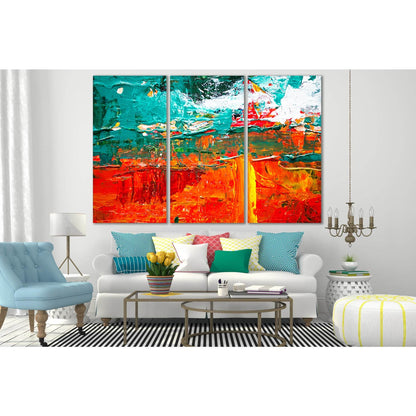 Multicolored Abstract Painting №SL556 Ready to Hang Canvas Print - Zellart Canvas Prints 0new, ALL_Products, Oil Painting Wall Art