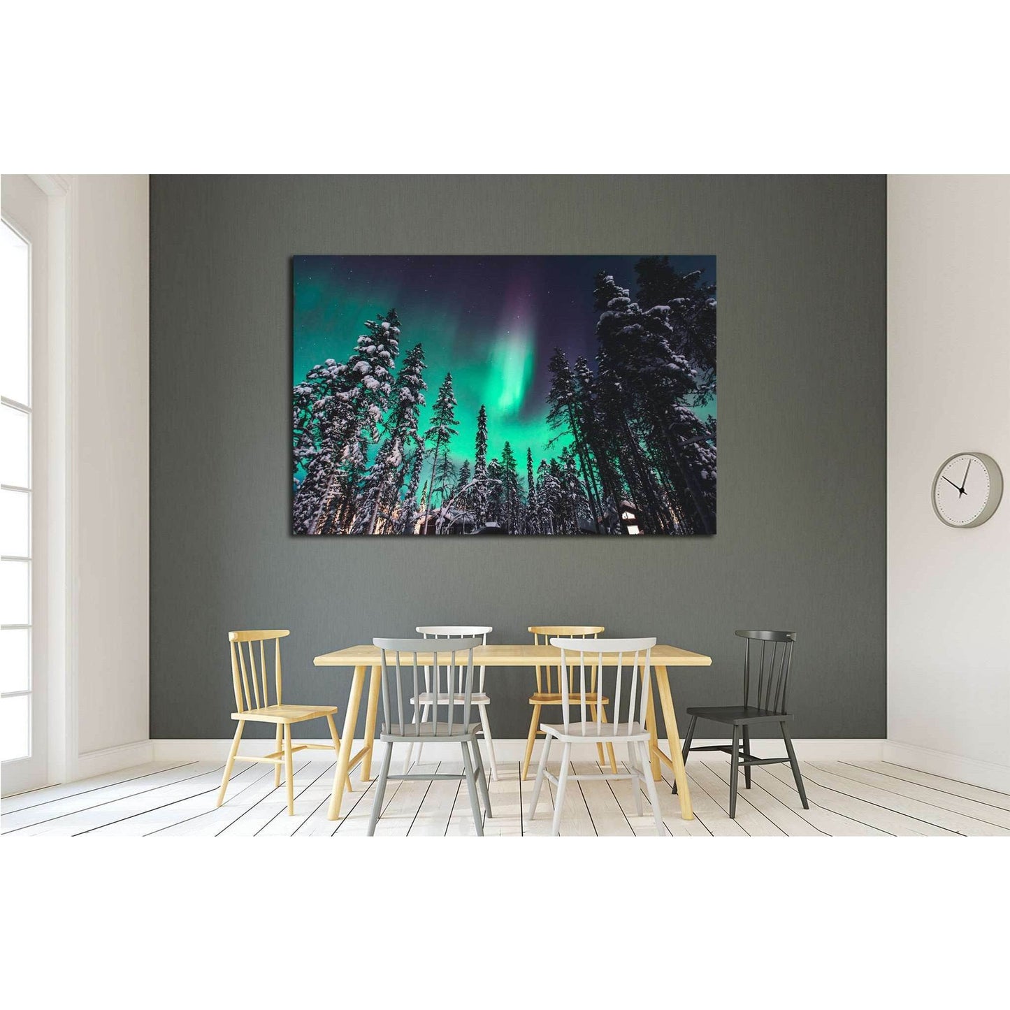 multicolored green vibrant Aurora Borealis, Aurora Polaris, Norway, Scandinavia №1997 Ready to Hang Canvas PrintCanvas art arrives ready to hang, with hanging accessories included and no additional framing required. Every canvas print is hand-crafted, mad