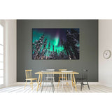 multicolored green vibrant Aurora Borealis, Aurora Polaris, Norway, Scandinavia №1997 Ready to Hang Canvas Print