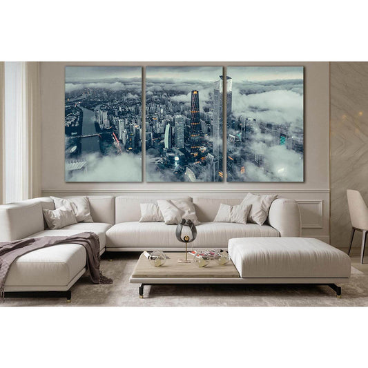 Mystical Clouds Above The City №SL327 Ready to Hang Canvas Print - Zellart Canvas Prints 0new, ALL_Products, Cityscapes & Skylines