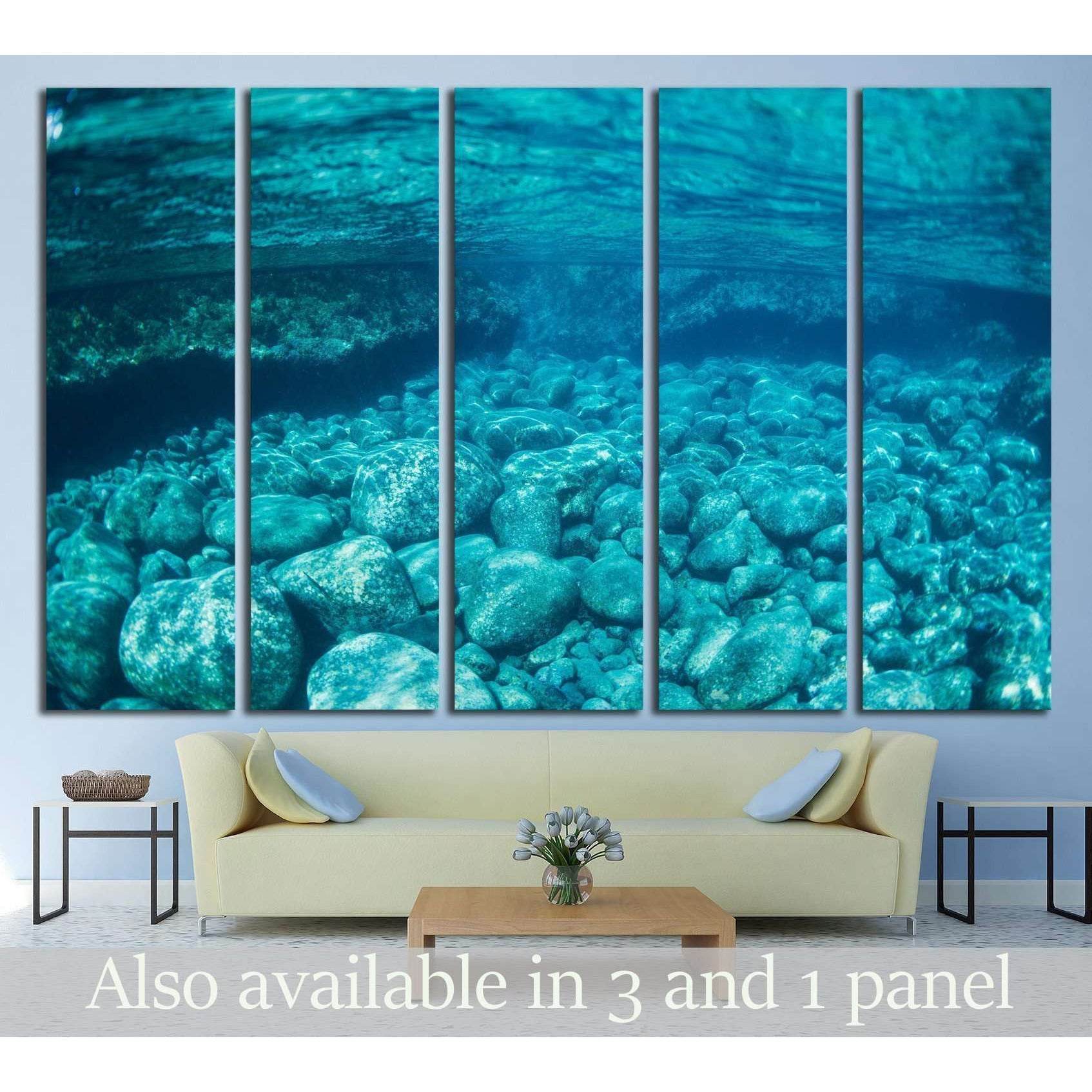 Natural Blue Water Pool, Underwater View №1396 Ready to Hang Canvas Print - Zellart Canvas Prints ALL_Products, s-1396