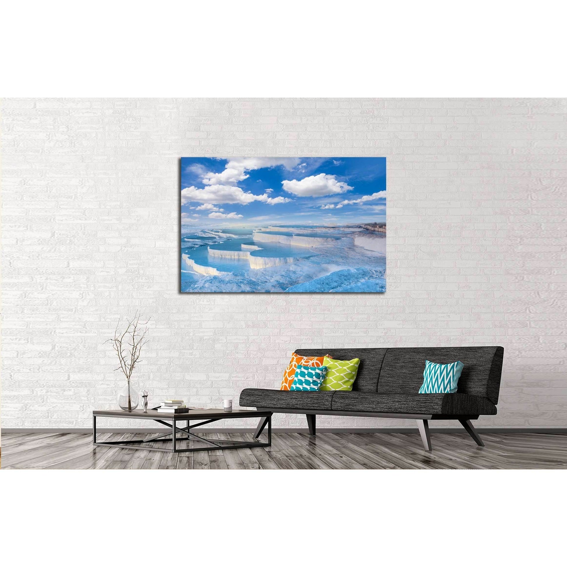 Natural travertine pools and terraces in Pamukkale №3140 Ready to Hang Canvas Print - Zellart Canvas Prints ALL_Products, s-3140