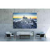 Neuschwanstein Castle at sunset in winter landscape. Germany №1793 Ready to Hang Canvas Print