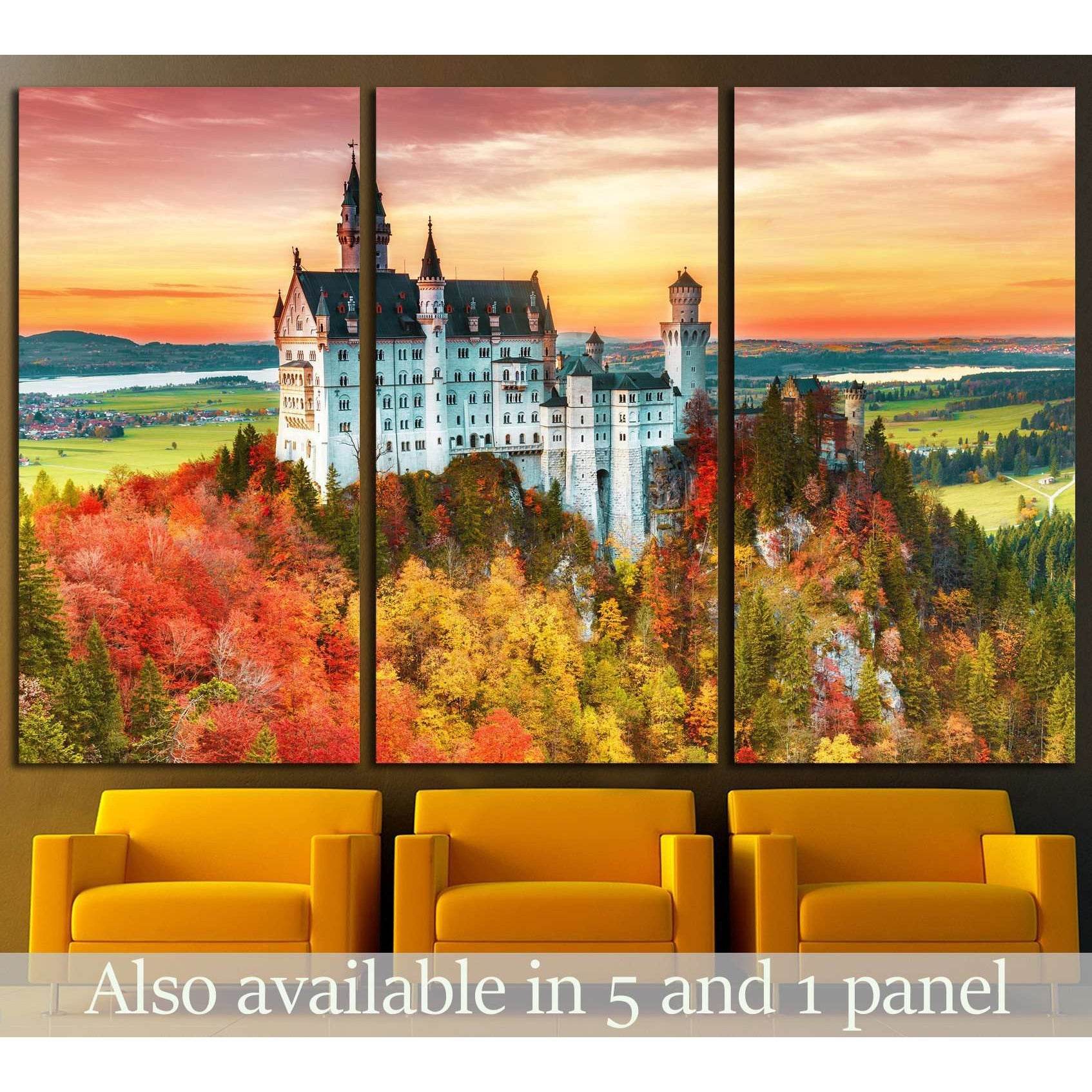 Neuschwanstein castle, Palace situated in Bavaria, Germany №1806 Ready to Hang Canvas Print - Zellart Canvas Prints ALL_Products, s-1806