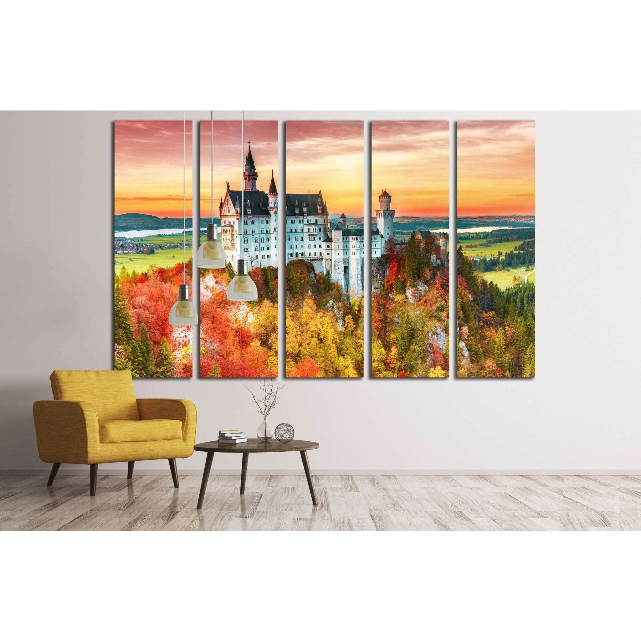 Neuschwanstein castle, Palace situated in Bavaria, Germany №1806 Ready to Hang Canvas Print
