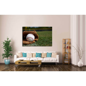 New Baseball in a Glove in the Outfield №2124 Ready to Hang Canvas Print - Zellart Canvas Prints ALL_Products, s-2124