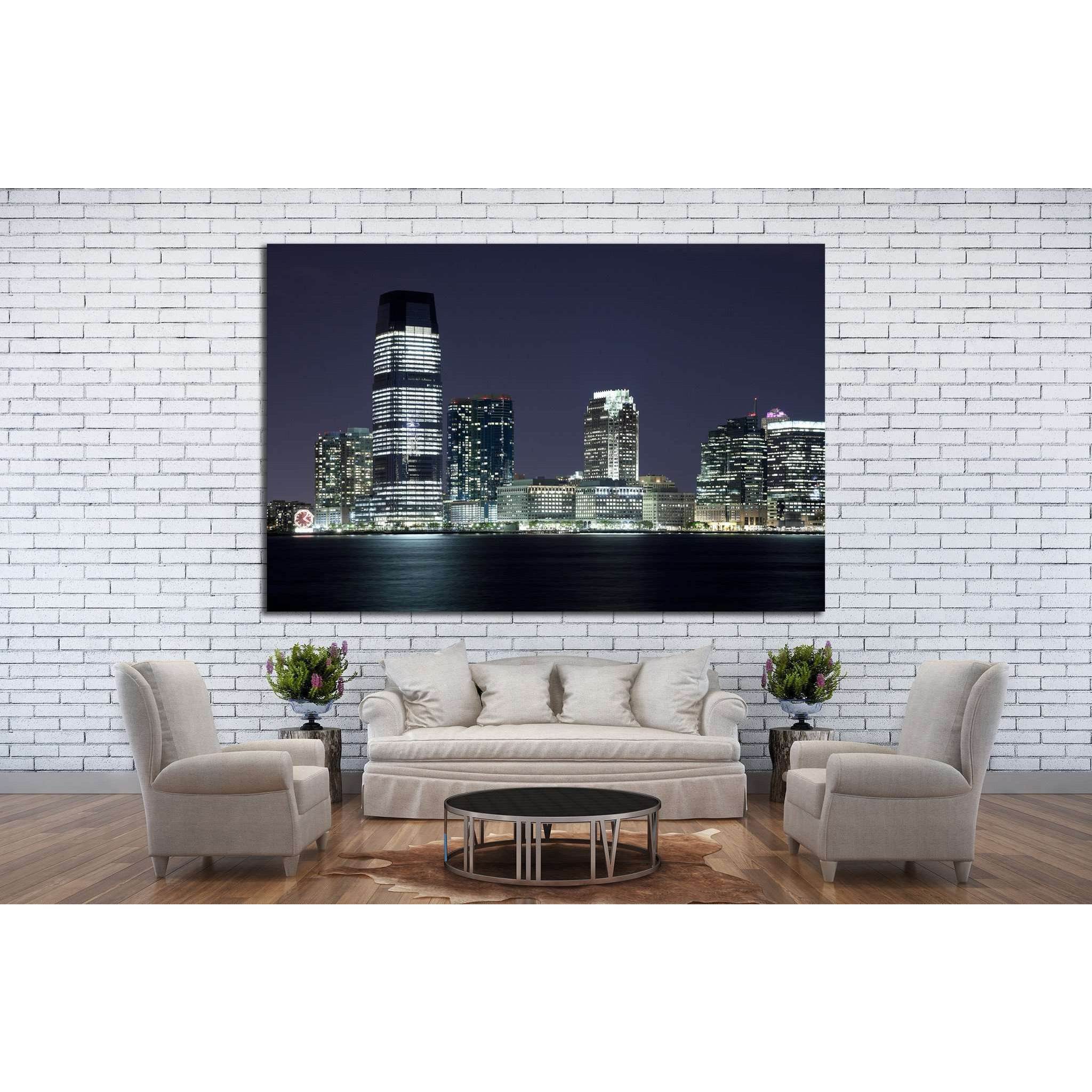 New Jersey and river Hudson in the night №1672 Ready to Hang Canvas Print