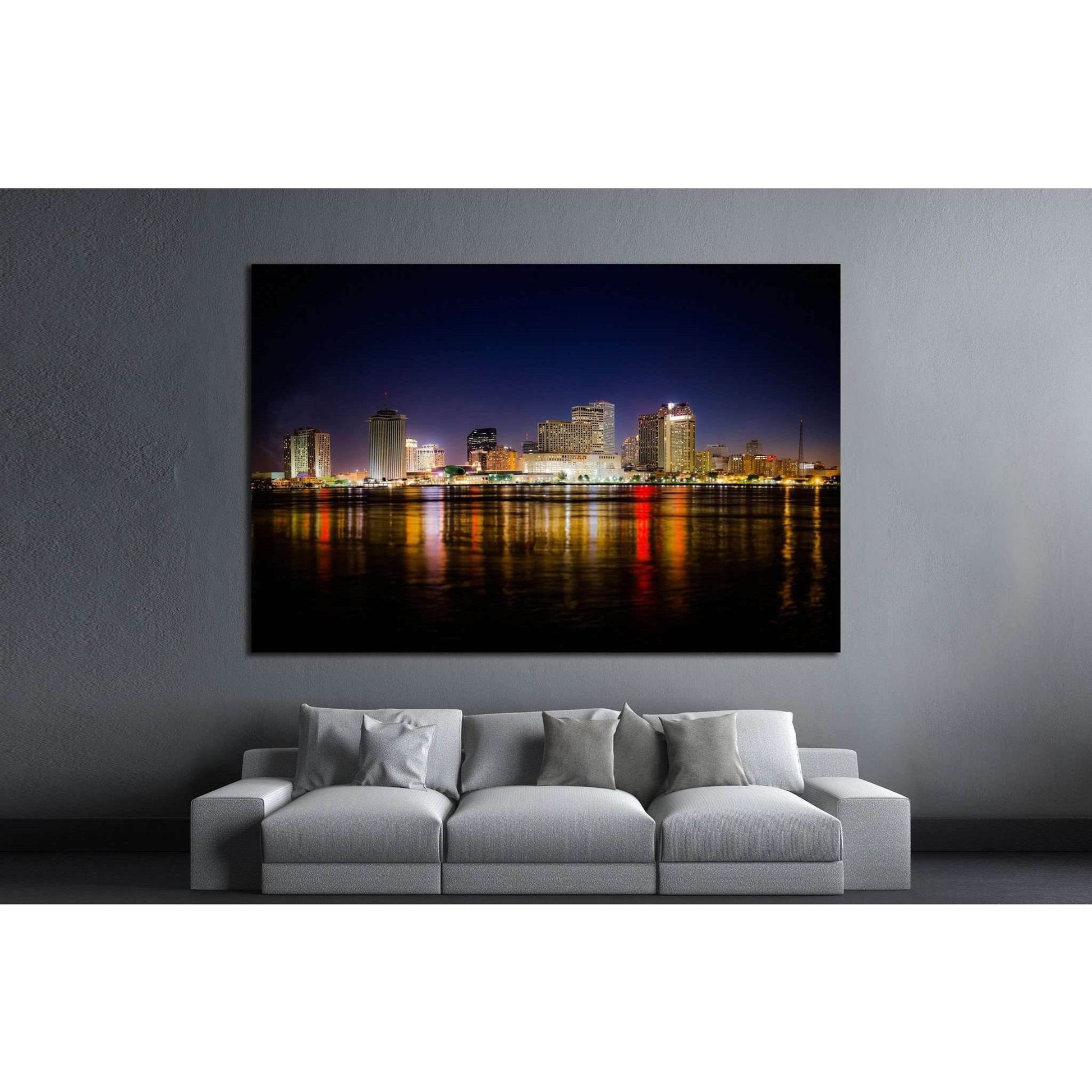 New Orleans Skyline at Night №1700 Ready to Hang Canvas Print - Zellart Canvas Prints ALL_Products, s-1700