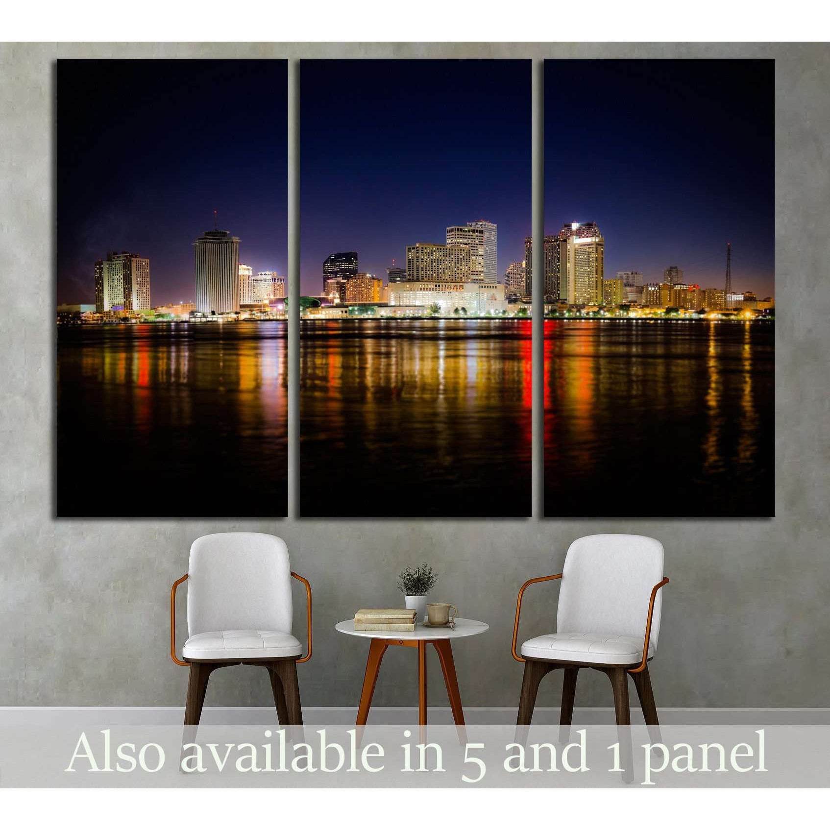 New Orleans Skyline at Night №1700 Ready to Hang Canvas Print
