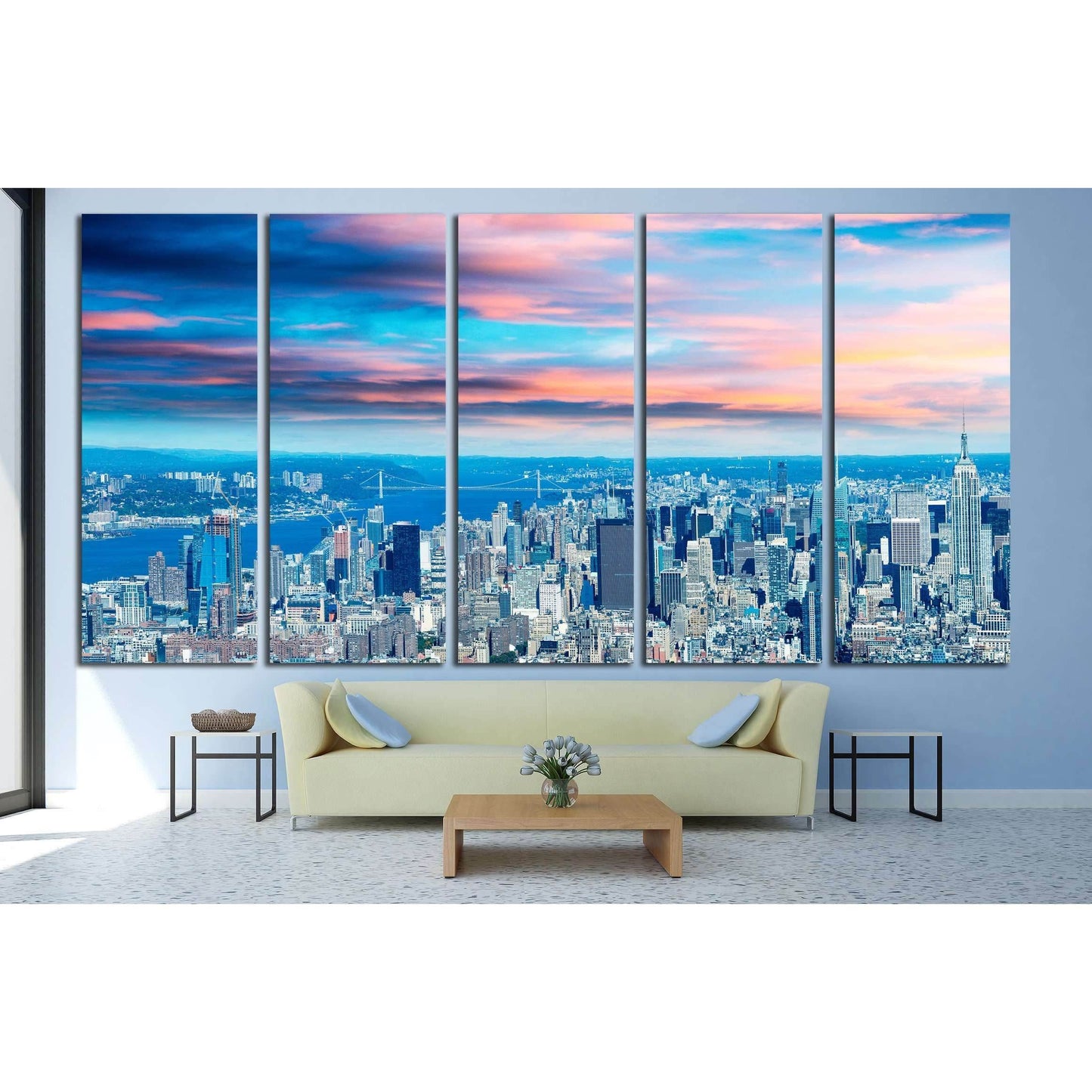 New York City - Aerial view of Manhattan skyline №2718 Ready to Hang Canvas Print - Zellart Canvas Prints 0_NY_ART, ALL_Products, s-2718