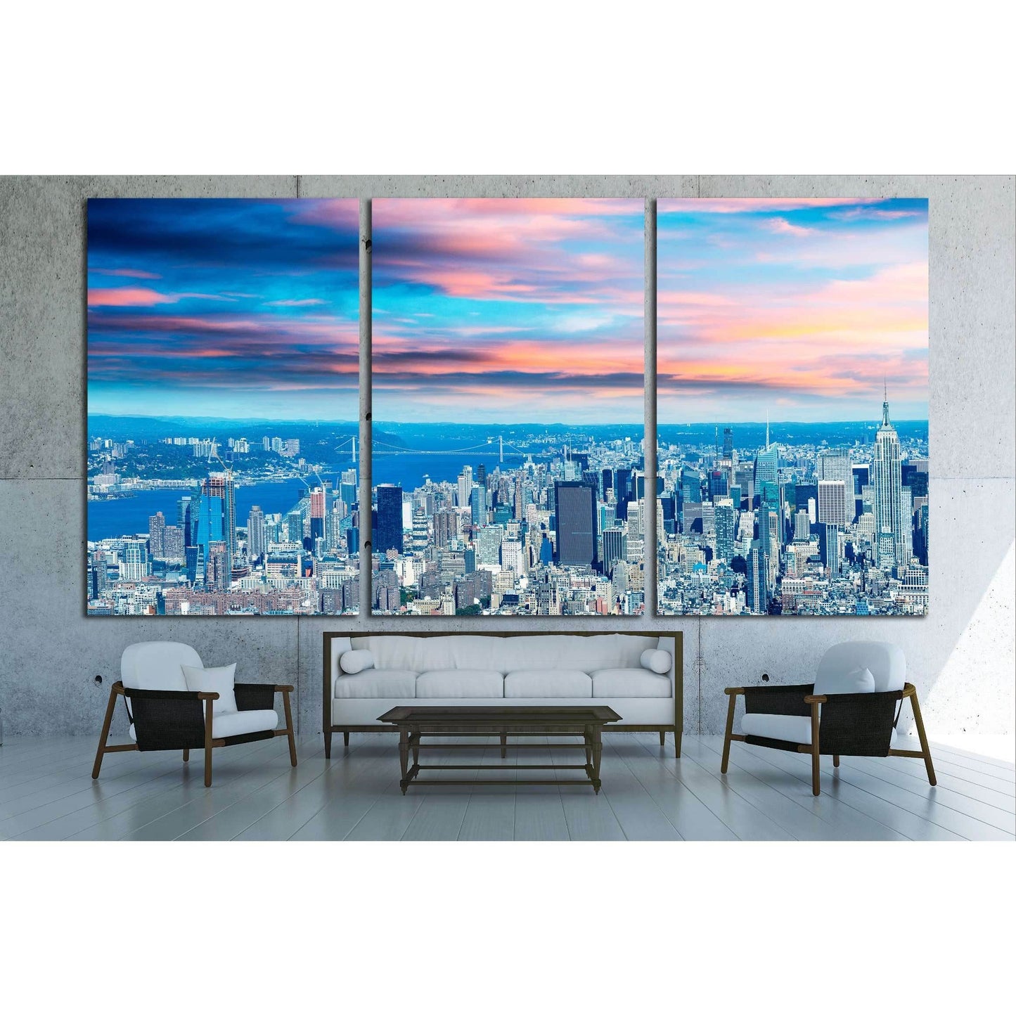 New York City - Aerial view of Manhattan skyline №2718 Ready to Hang Canvas Print - Zellart Canvas Prints 0_NY_ART, ALL_Products, s-2718