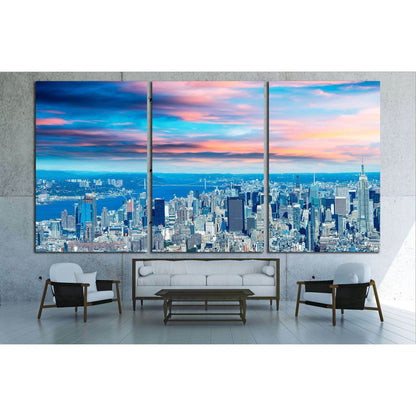 New York City - Aerial view of Manhattan skyline №2718 Ready to Hang Canvas Print - Zellart Canvas Prints 0_NY_ART, ALL_Products, s-2718