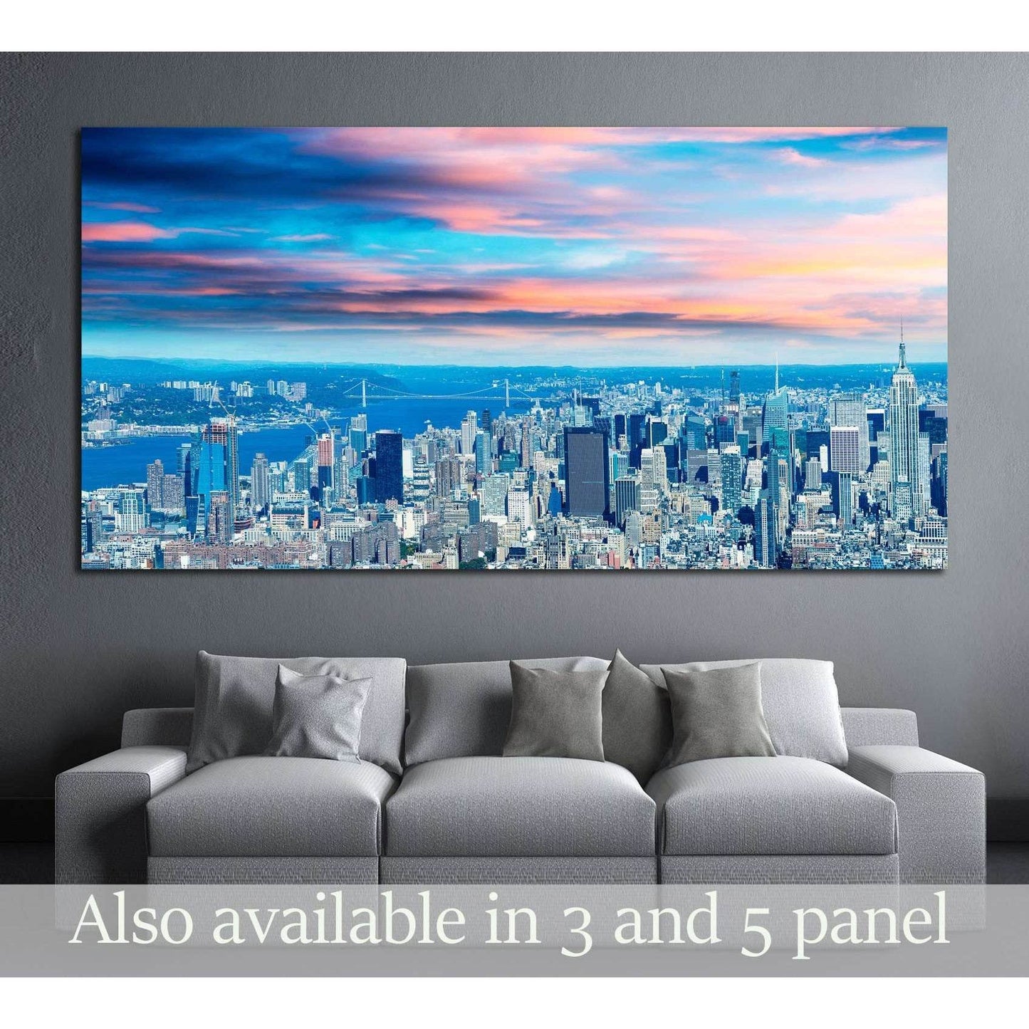 New York City - Aerial view of Manhattan skyline №2718 Ready to Hang Canvas Print - Zellart Canvas Prints 0_NY_ART, ALL_Products, s-2718