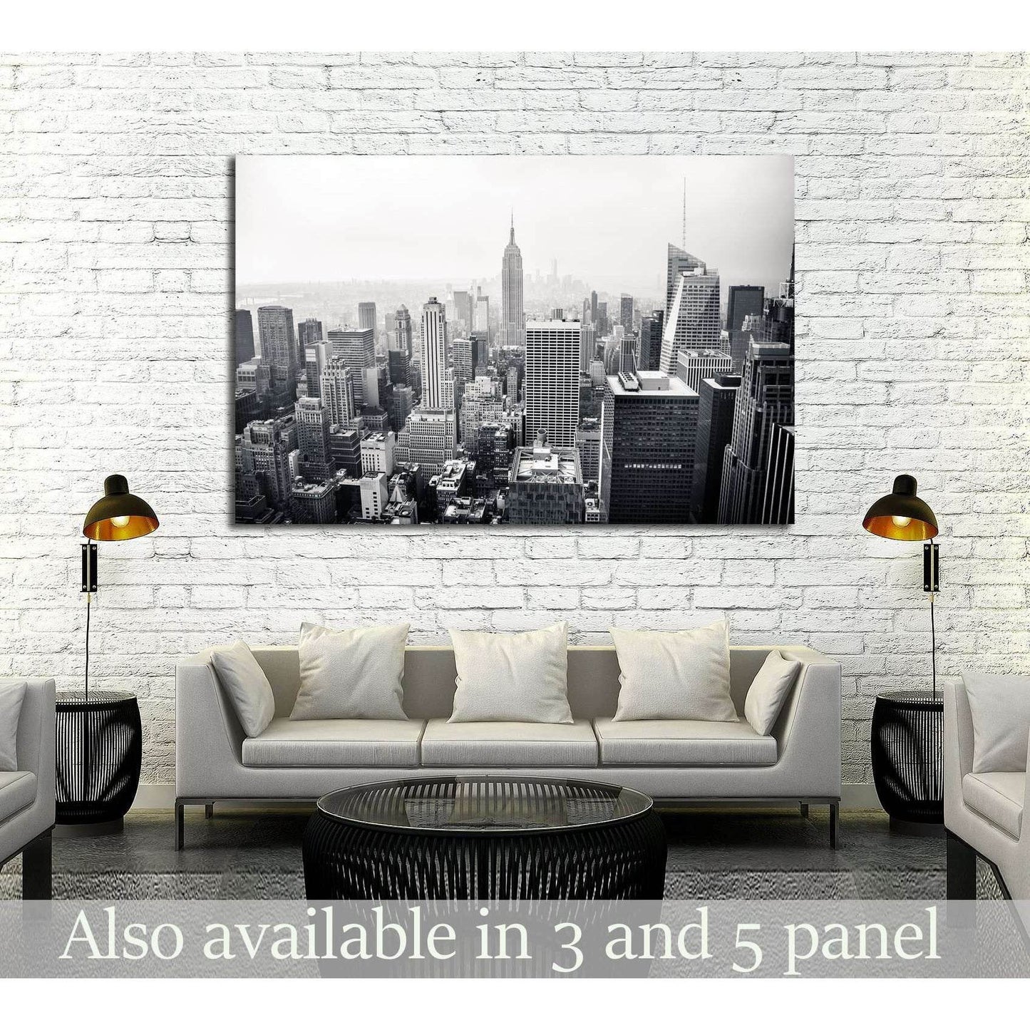 New York city in black and white. Aerial view №2635 Ready to Hang Canvas Print - Zellart Canvas Prints 0_NY_ART, ALL_Products, s-2635