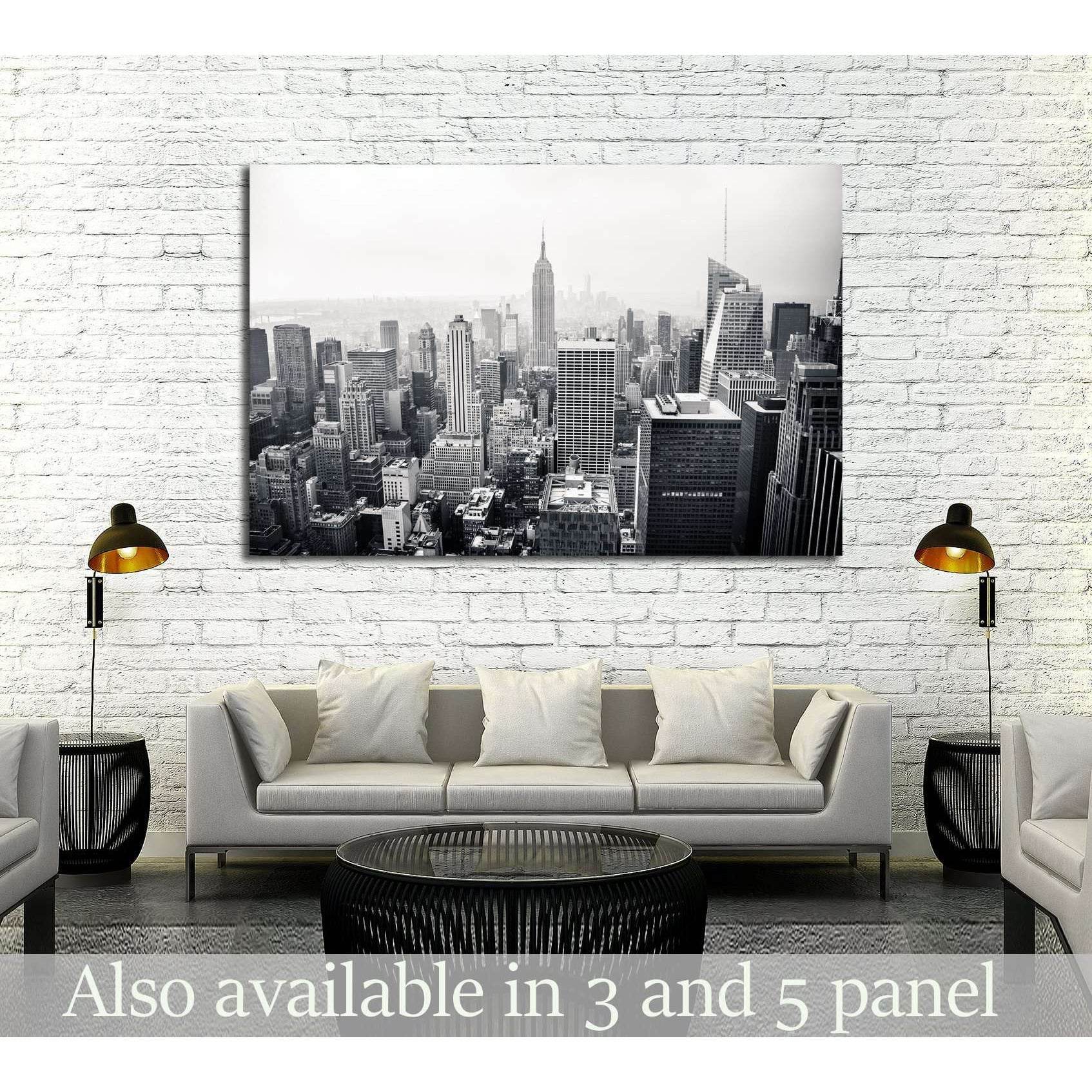 New York city in black and white. Aerial view №2635 Ready to Hang Canvas Print - Zellart Canvas Prints 0_NY_ART, ALL_Products, s-2635