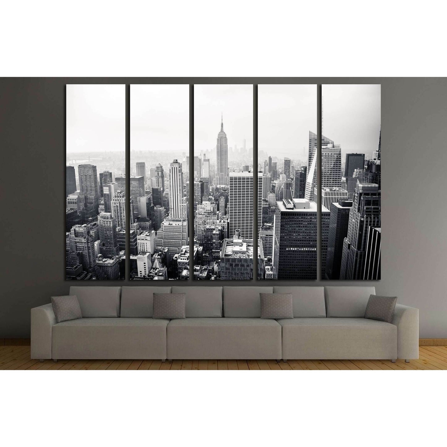 New York city in black and white. Aerial view №2635 Ready to Hang Canvas Print - Zellart Canvas Prints 0_NY_ART, ALL_Products, s-2635