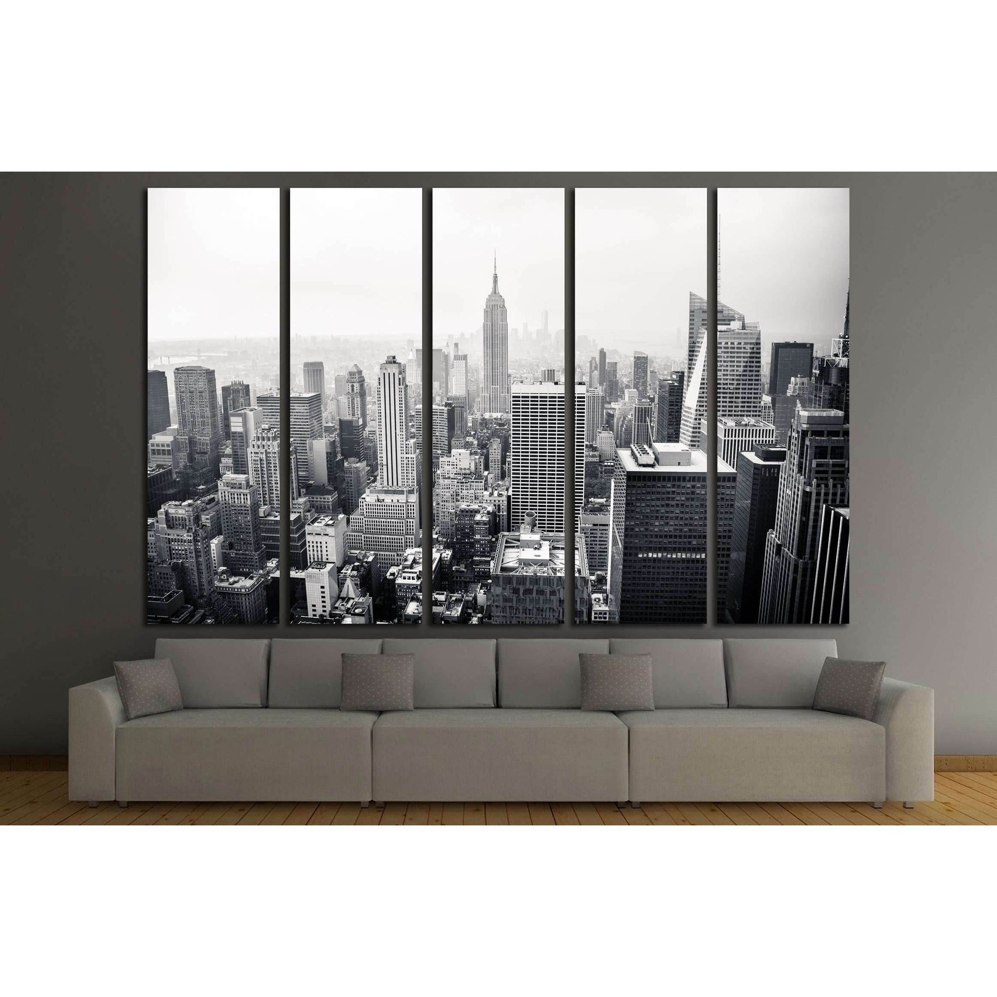 New York city in black and white. Aerial view №2635 Ready to Hang Canvas Print - Zellart Canvas Prints 0_NY_ART, ALL_Products, s-2635