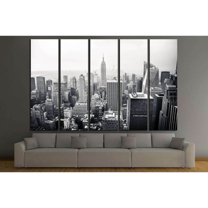 New York city in black and white. Aerial view №2635 Ready to Hang Canvas Print - Zellart Canvas Prints 0_NY_ART, ALL_Products, s-2635