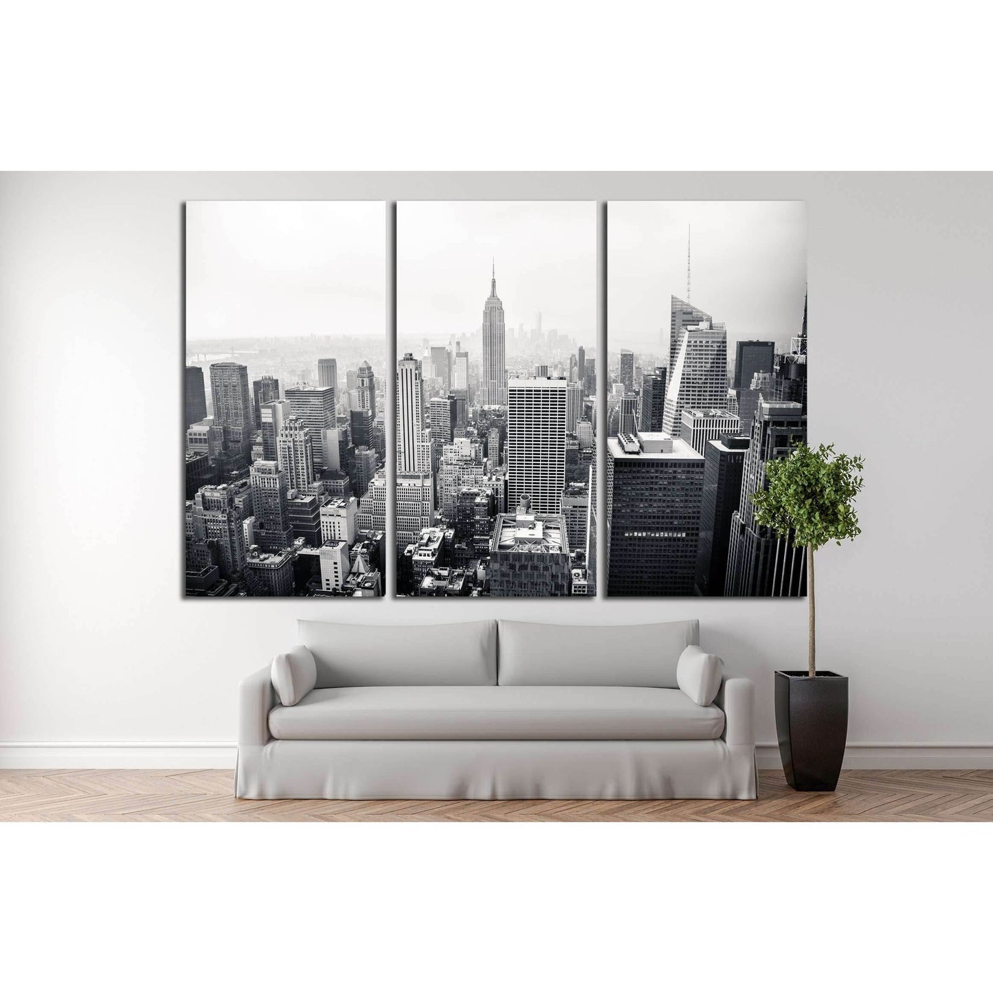 New York city in black and white. Aerial view №2635 Ready to Hang Canvas Print - Zellart Canvas Prints 0_NY_ART, ALL_Products, s-2635