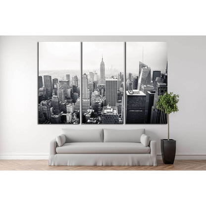 New York city in black and white. Aerial view №2635 Ready to Hang Canvas Print - Zellart Canvas Prints 0_NY_ART, ALL_Products, s-2635