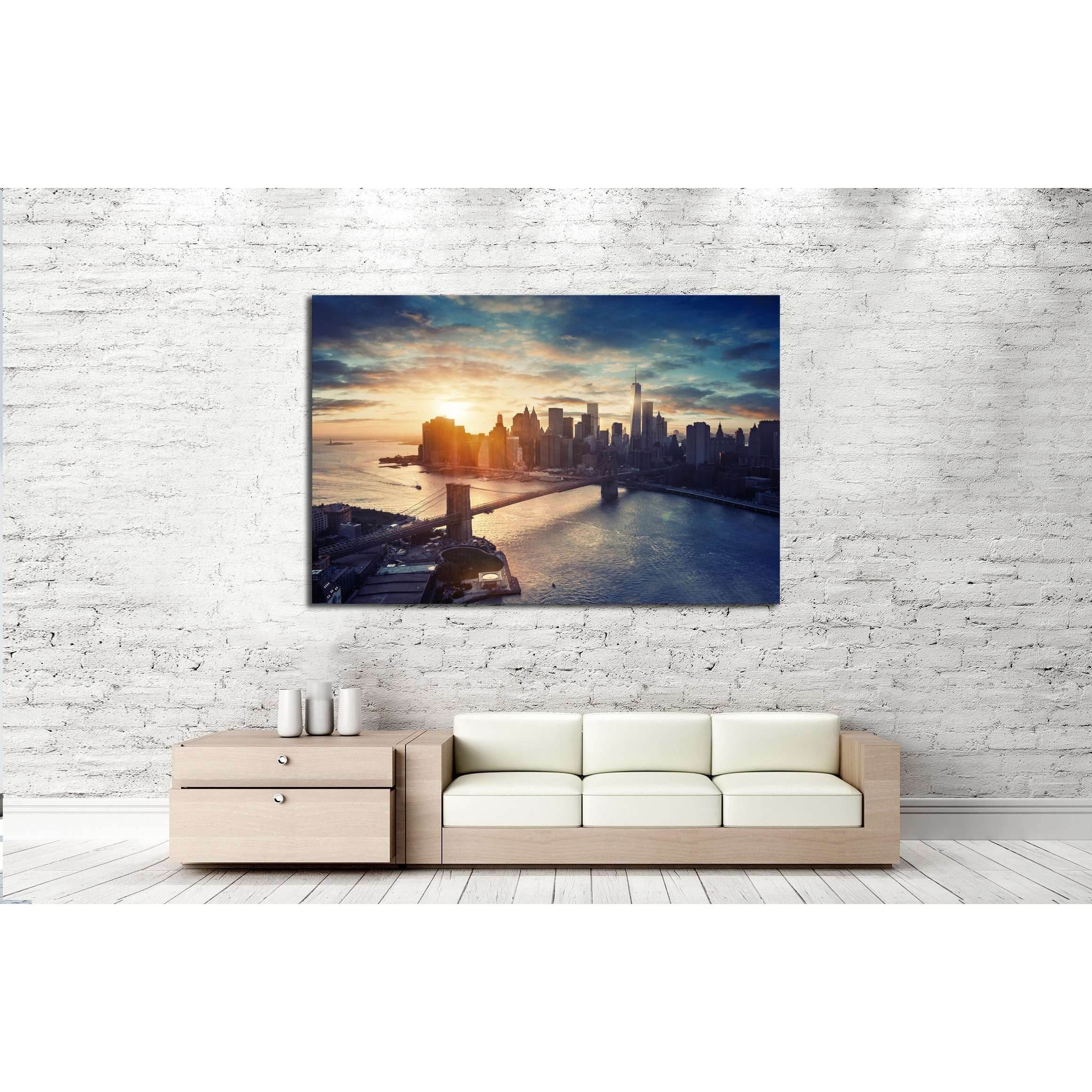 New York City - Manhattan after sunset , beautiful cityscape №2279 Ready to Hang Canvas Print