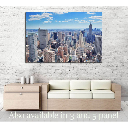 New York City Manhattan midtown aerial panorama view with skyscrapers №2599 Ready to Hang Canvas Print - Zellart Canvas Prints 0_NY_ART, ALL_Products, s-2599
