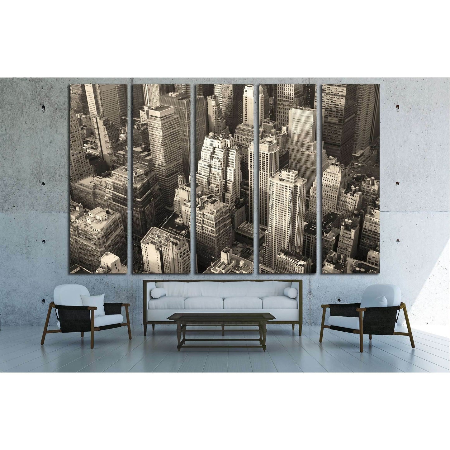 New York City Manhattan skyline aerial view black and white with skyscrapers and street. №2623 Ready to Hang Canvas PrintCanvas art arrives ready to hang, with hanging accessories included and no additional framing required. Every canvas print is hand-cra