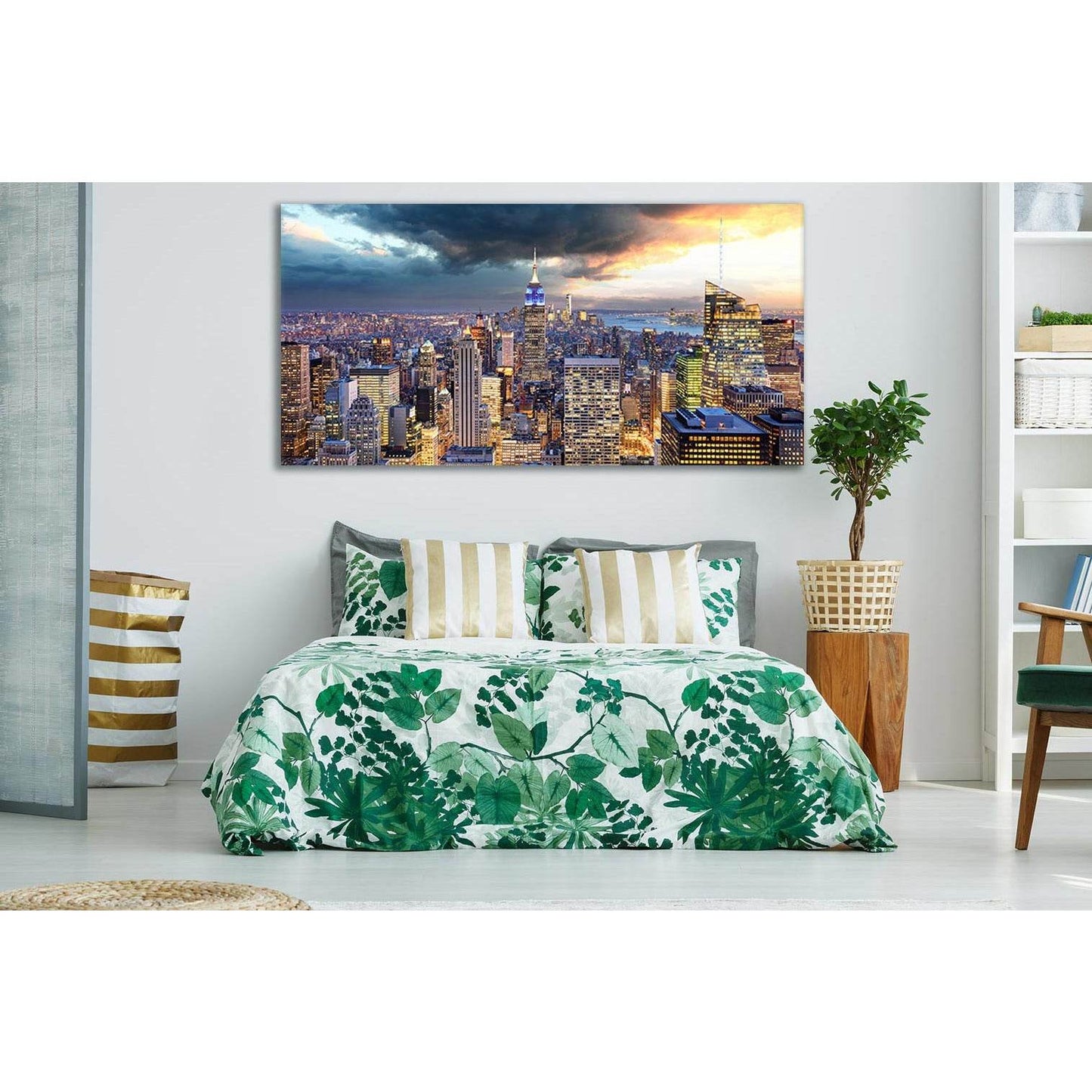 New York City Megapolis Skyline №SL318 Ready to Hang Canvas Print - Zellart Canvas Prints 0_NY_ART, 0new, ALL_Products, Cityscapes & Skylines
