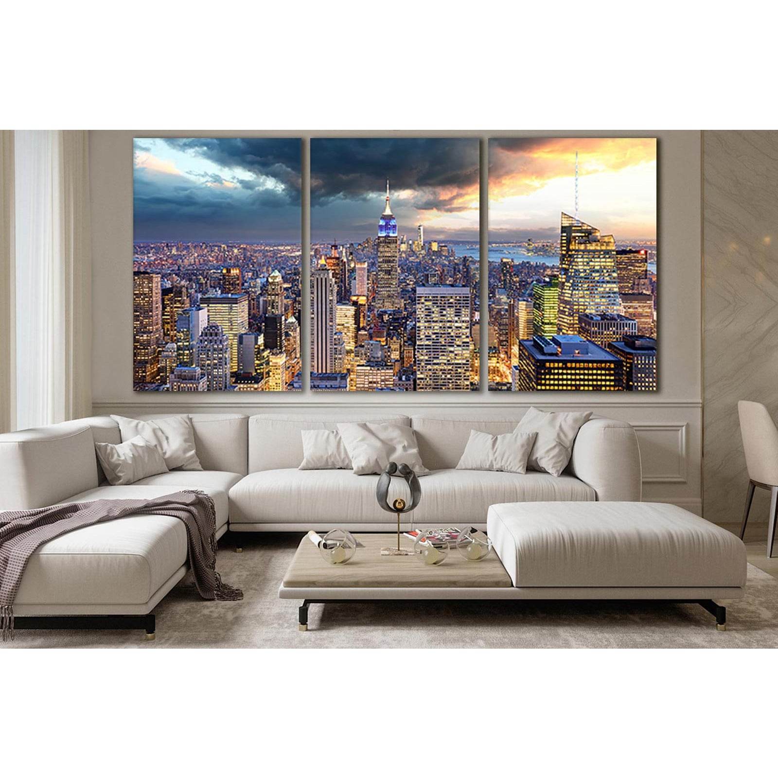 New York City Megapolis Skyline №SL318 Ready to Hang Canvas Print - Zellart Canvas Prints 0_NY_ART, 0new, ALL_Products, Cityscapes & Skylines