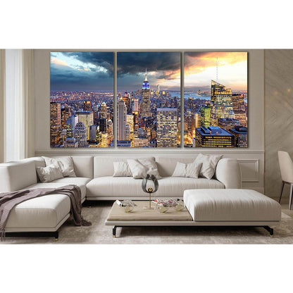 New York City Megapolis Skyline №SL318 Ready to Hang Canvas Print - Zellart Canvas Prints 0_NY_ART, 0new, ALL_Products, Cityscapes & Skylines