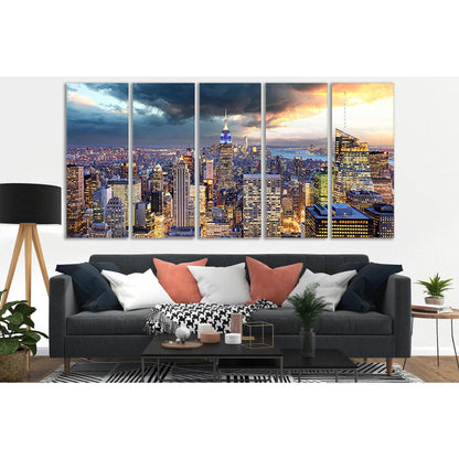 New York City Megapolis Skyline №SL318 Ready to Hang Canvas Print - Zellart Canvas Prints 0_NY_ART, 0new, ALL_Products, Cityscapes & Skylines