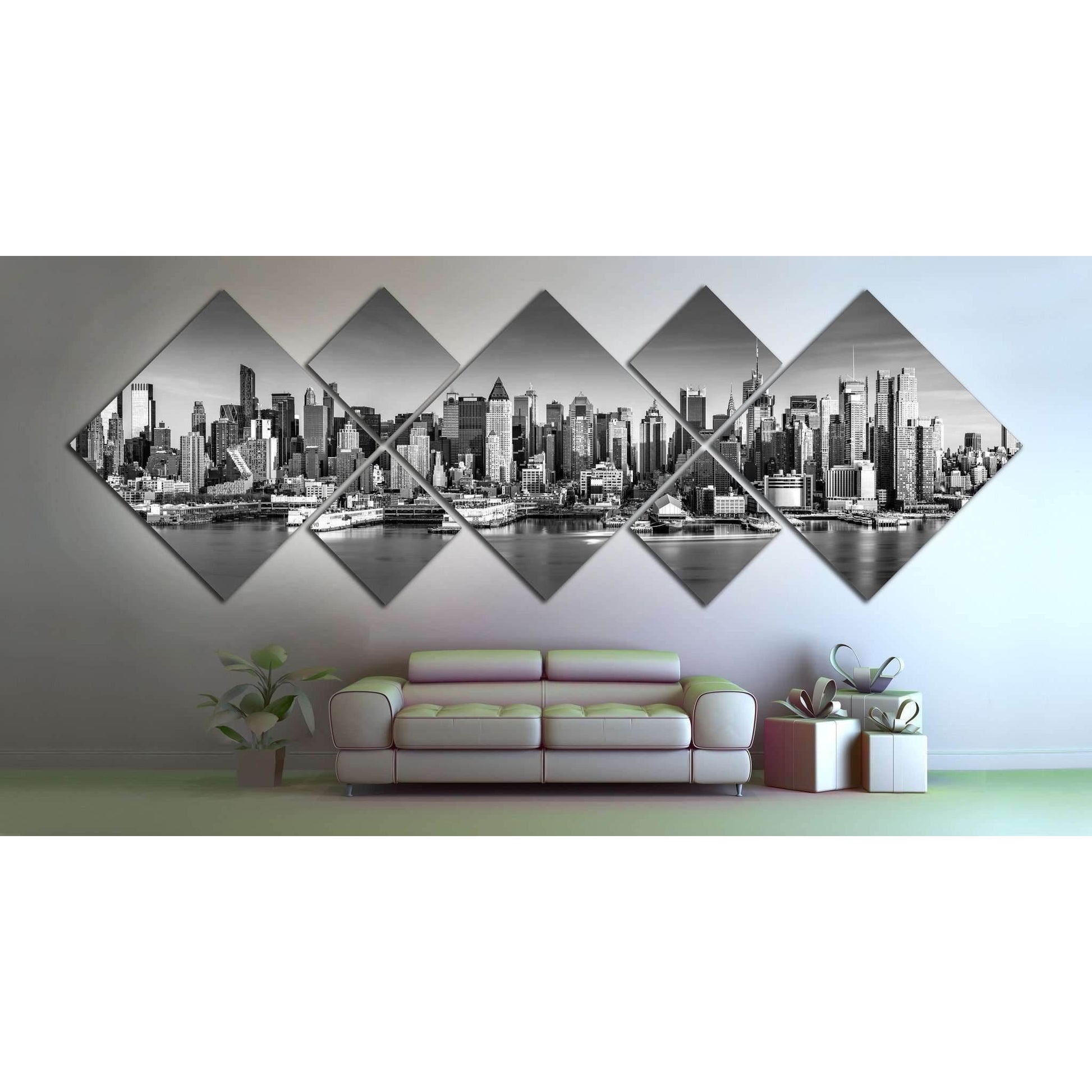 New York City Skyline №1089 Ready to Hang Canvas Print - Zellart Canvas Prints 0_NY_ART, ALL_Products, autopostr_pinterest_65155, autopostr_pinterest_65157, autopostr_pinterest_65158, autopostr_pinterest_65160