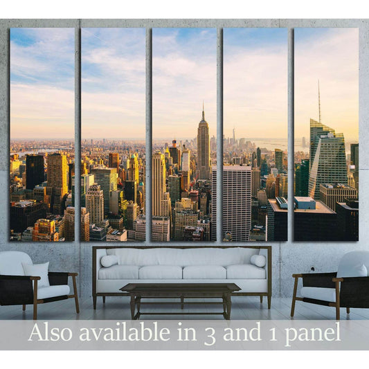 New York City skyline at sunset №3014 Ready to Hang Canvas Print - Zellart Canvas Prints 0_NY_ART, ALL_Products, s-3014