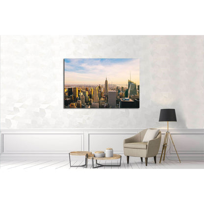 New York City skyline at sunset №3014 Ready to Hang Canvas Print - Zellart Canvas Prints 0_NY_ART, ALL_Products, s-3014
